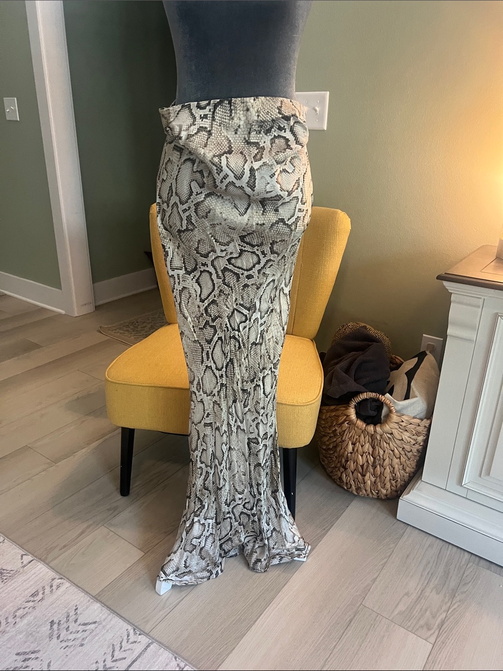 Snake Print Maxi Skirt in Neutral Tones